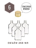 Фляжки 250 мл 6 шт. с золотыми крышками