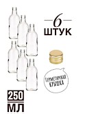 Фляжка Овал 250 мл 6 шт. крышки золото